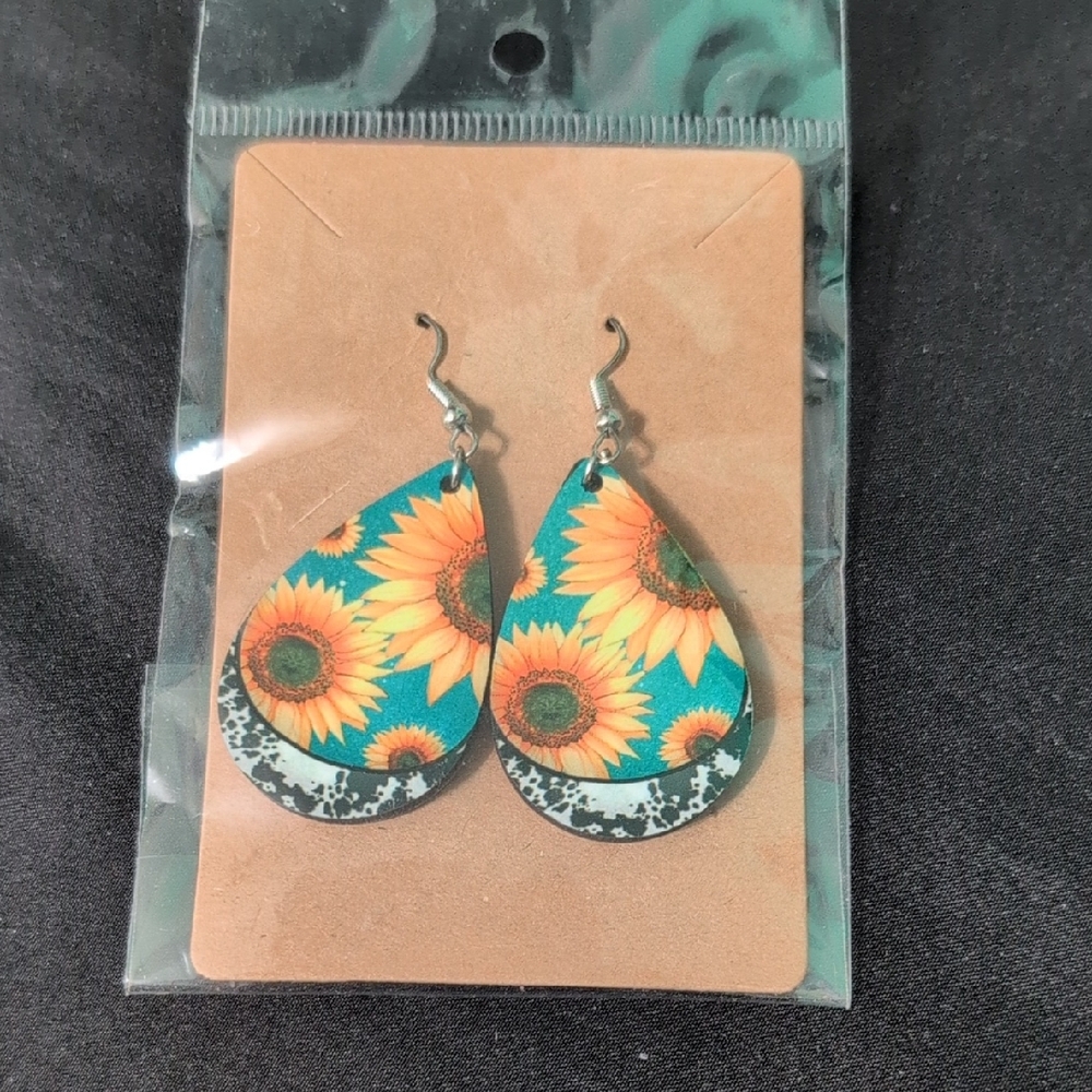 Sunflower Teardrop Earrings